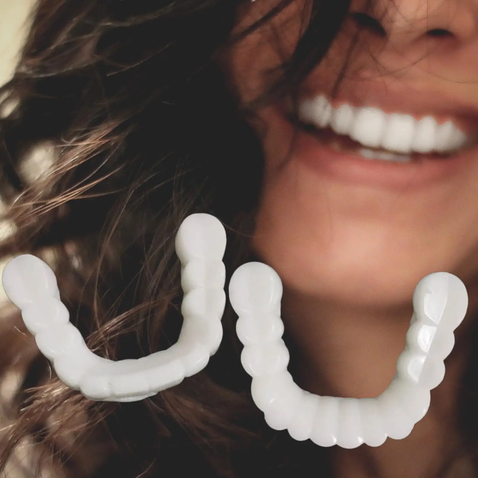 2x قشرة الراتنج أطقم الأسنان المريحة غطاء الأسنان القابل للإزالة وقابل لإعادة الاستخدام الغطاء السفلي العلوي