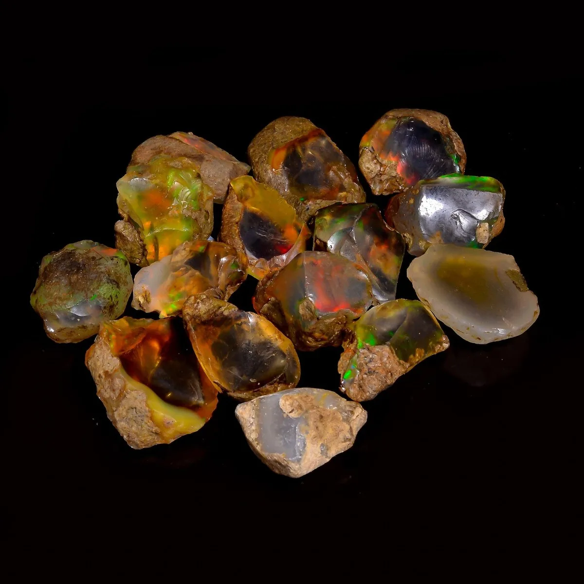 Ethiopian Welo Opal Natural Rough Crystal Opal Fire Gemstone Loose Stone For Ring Pendant Jewelry Making Collector Collection