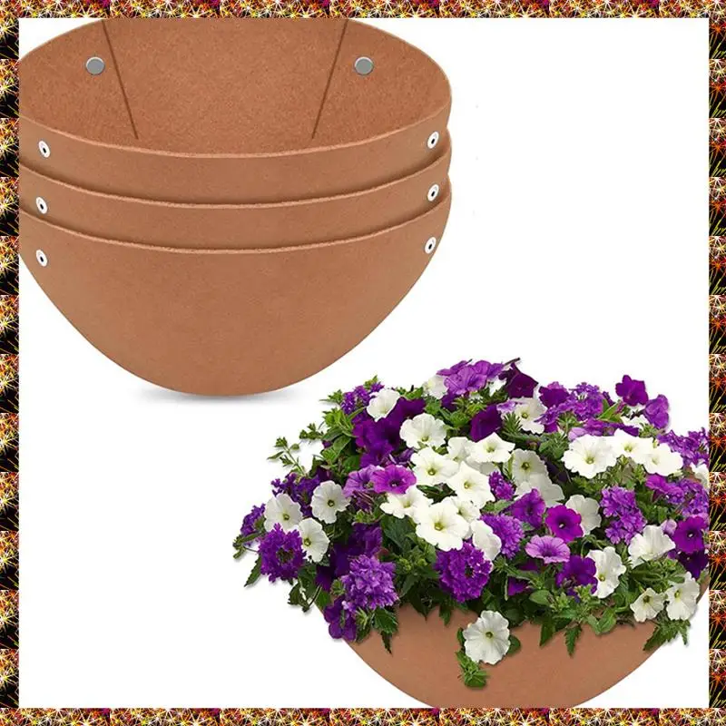 BTCL Conjunto de 3 forros de cesta suspensa de feltro para plantas e flores - Alternativas de forro de plantador redondo para cestas suspensas