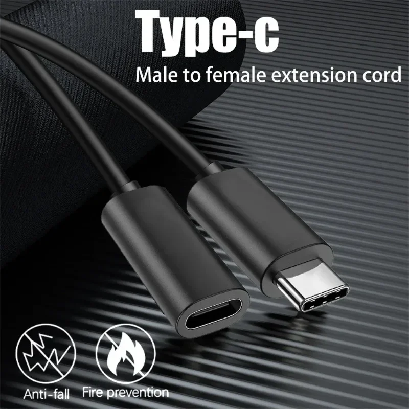 USB C Data Cables 60W Type-C Extension Cord Type-c Male To Female 3A Extension Cable Gold-plated Extensor Charger Wire Connector