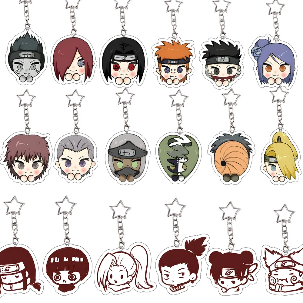 

6 Set Naruto Acrylic Keychain Uzumaki Sakura Haruno Keyring Akatsuki Bag Pendant Accessories Kawaii Collection Decor Gift