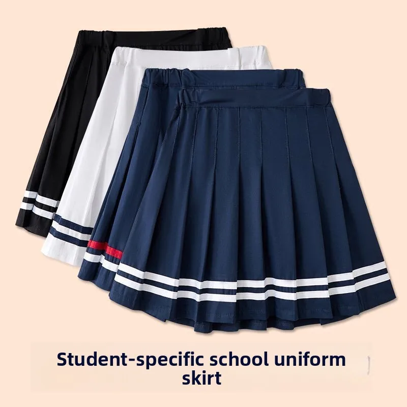 Girls Pleated Skirt Spring Autumn New Navy Black Half Skirts Short School Uniform Dress for Teens Kids Primary School Girls