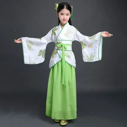 Traditionelle chinesische Kostüme für Mädchen, Kinderkimono, traditionelle ethnische Fächer, Schülerchor-Tanzkostüme, Hanfu, Neu 2025 – Detail 5