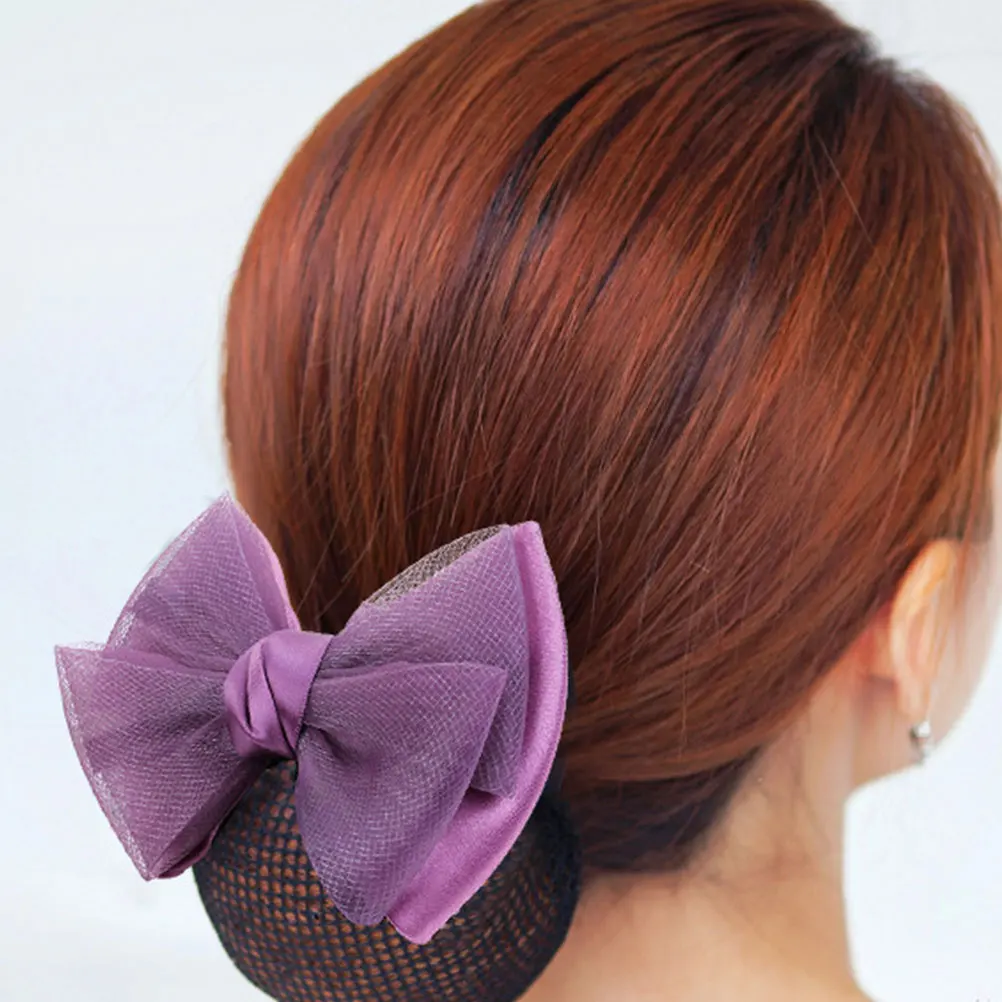 

Bowknot Hair Snood Mesh Clips Women Accessories Elastic Hairnets Pearl Studded Bun Nets Headdress Long Lasting Use Hot Weather