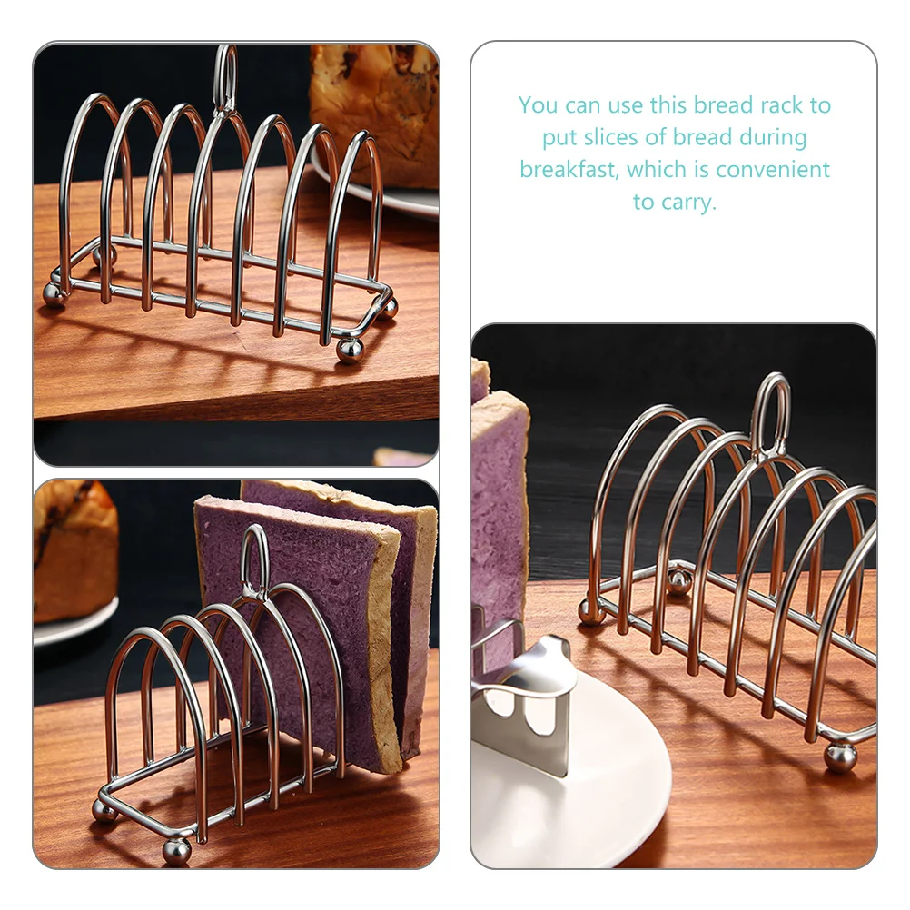 

Stainless Steel Bread Rack Elegant Design Toast Holder Reusable Silver Color Kitchen Accessory Tabletop St