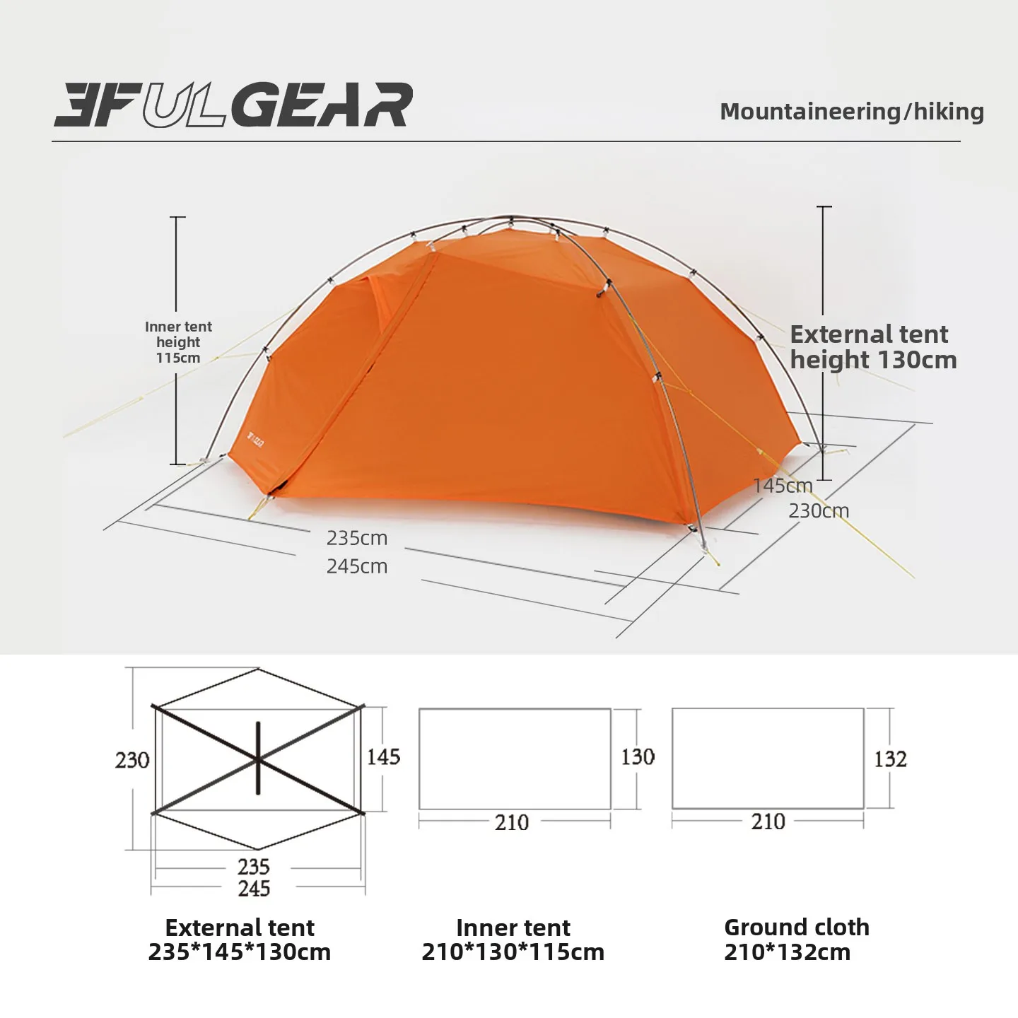 3F UL GEAR Taiji 2 Ultra-light Double-person Double-layer Camping Tourism Mountain Climbing Windproof rainproof outdoor tent view 4