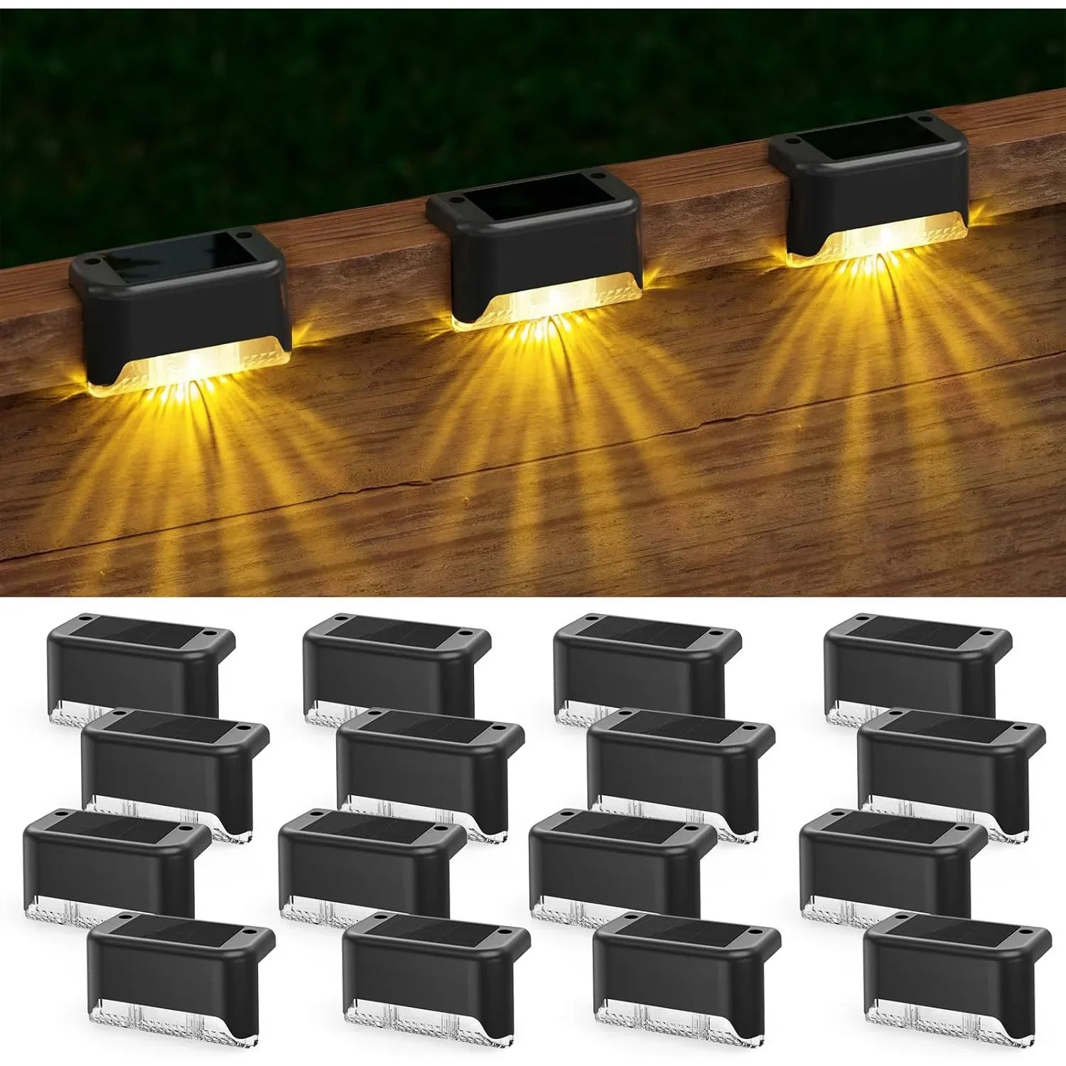 

16-Pack Outdoor Solar Deck Lamp For Outdoor Stairs, Steps, Fences, Yards, Patios And Paths LED Light (Warm White)