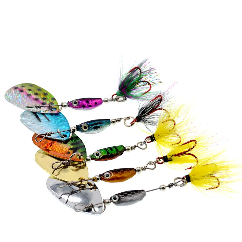 

Luya 5PCS Colorful Spinner Lure 6.5g VibSequin Sea Fishing Bait with Feather Hook Artificial Lure for Ocean Fishing