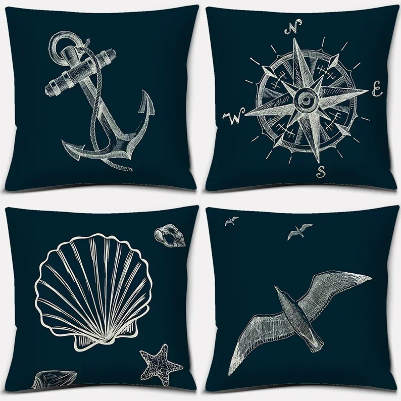 Anchor nautical series printed square home decoration pillowcase (45cm * 45cm)