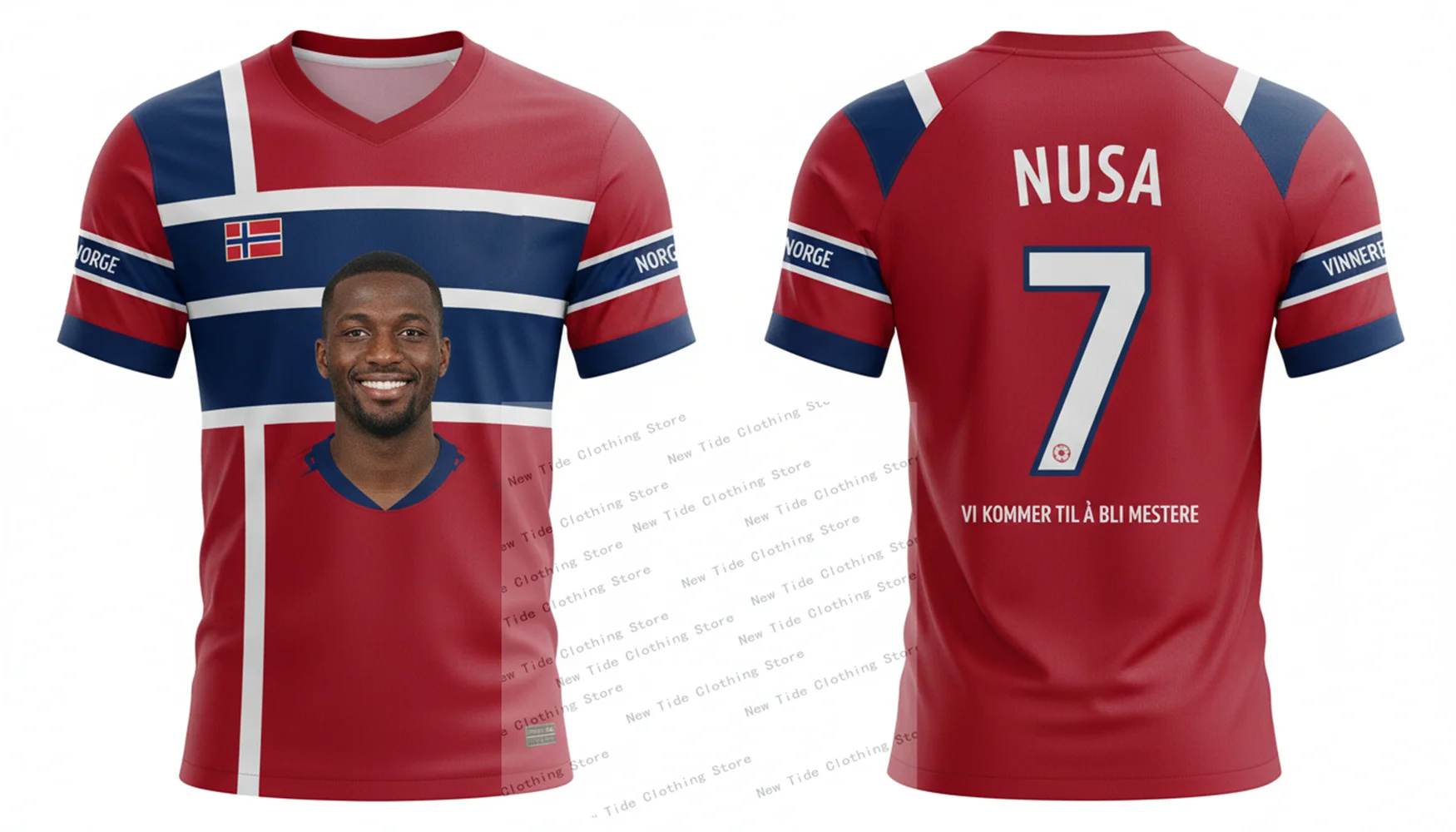 النرويج 2026 كرة القدم كرة القدم جيرسي وتي شيرت للرجال المشجعين سوف نكون أبطال - مروحة نمط العتاد يظهر دعمك هنا #2