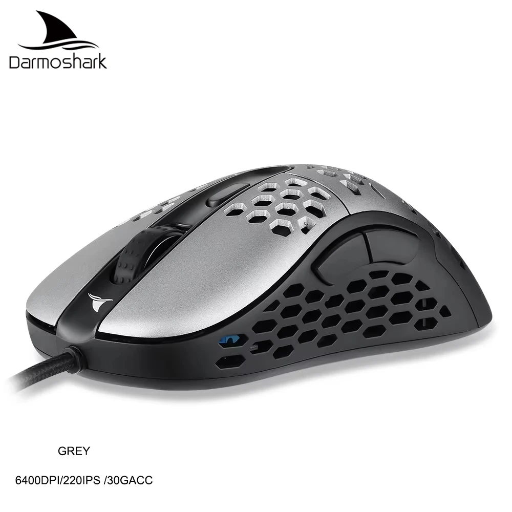 NEW Darmoshark N1 Wired Hollow-Out Design Gaming Mouse Lightweight ZEUS6400 Adjustable DPI For PC Laptop Gaming Desk Accessories