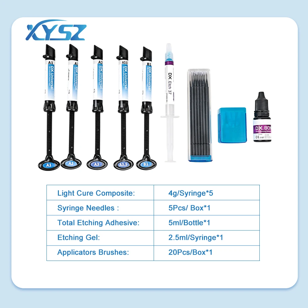 Dentex Dental Curing Light Glue Universal Composite Resin/Adhesive Bonding/Etch Gel Kit Orthodontic Bracket Adhesive Teeth