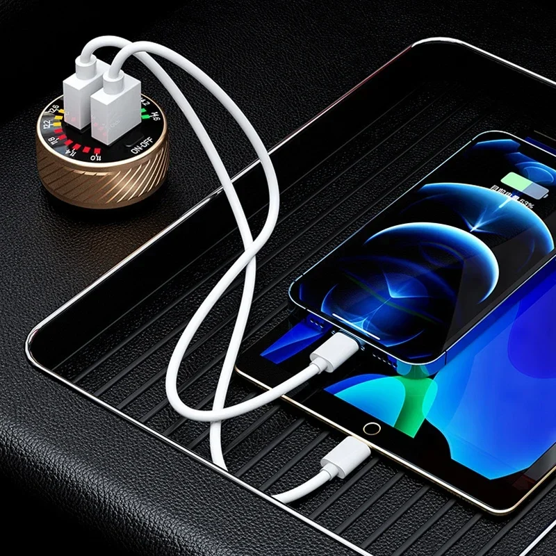 5pcs12 24V Caricabatteria per auto doppio USB QC 3.0 Impermeabile 18W Ricarica rapida Marquee Light LED Voltmetro ON OFF Interruttore Caricabatteria per auto