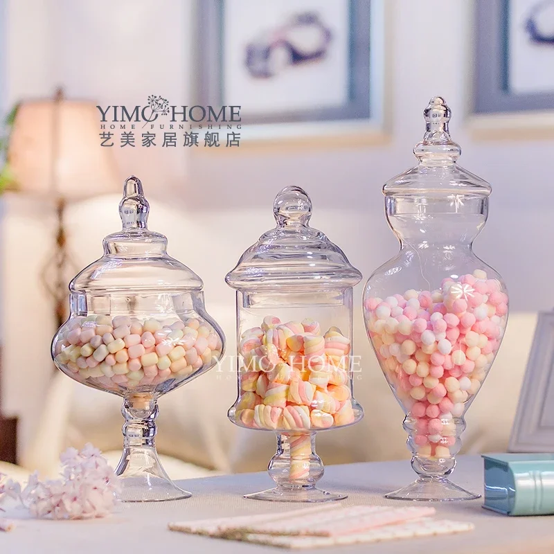 European Style Strong Glass Storage Tank Glass Candy Jar Home Wedding Decors Party Supply