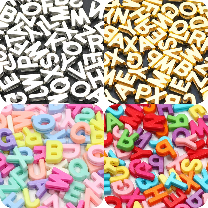 50 teile/los 5-13mm Gemischte Buchstaben Acryl Perlen Großes Loch Lose Spacer Perlen für Schmuck Machen DIY Armbänder halsketten Zubehör