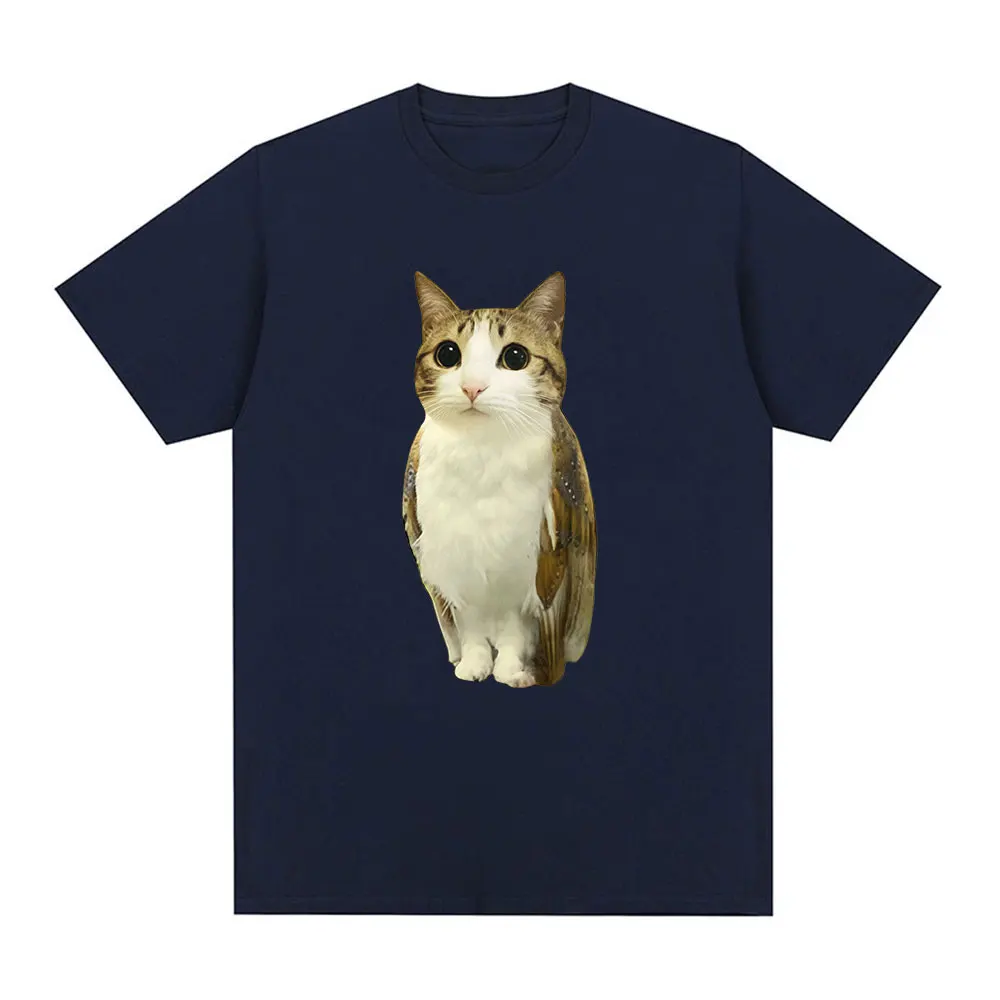 Cat Owl Funny Meowl Meme Brainrot Graphic T-shirts Men's Women Clothing Fashion Short Sleeves T-shirt Cotton Oversized T Shirts