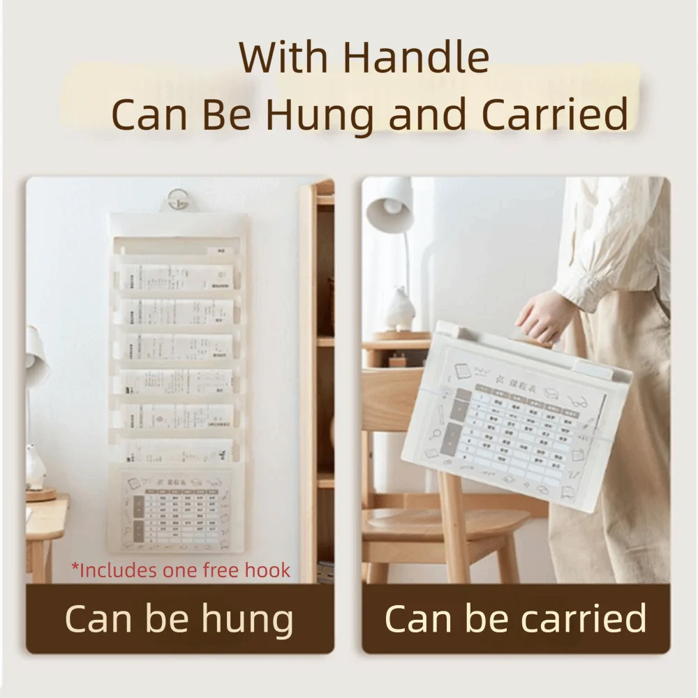 

Portable Wall Hanging File Organizers A4 Large Capacity Hanging Wall Document Bag Multi Layer With Handle Expanding File Folder