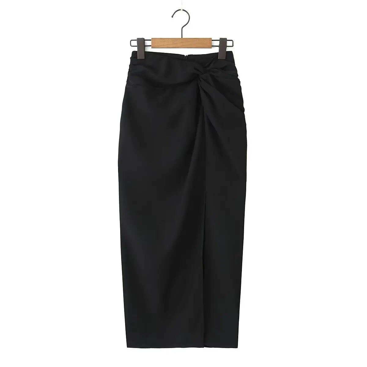 2024 Spring Summer Women\'s New Instagram Style Versatile Fashion Casual Solid Split Twisted Skirt