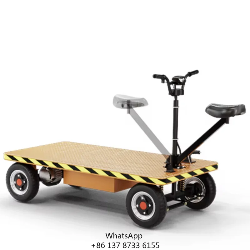 Heavy Duty Electric Cart 4 Wheel Platform Cargo Cart Industrial Warehouse Transport Cart Foldable Flatbed Truck
