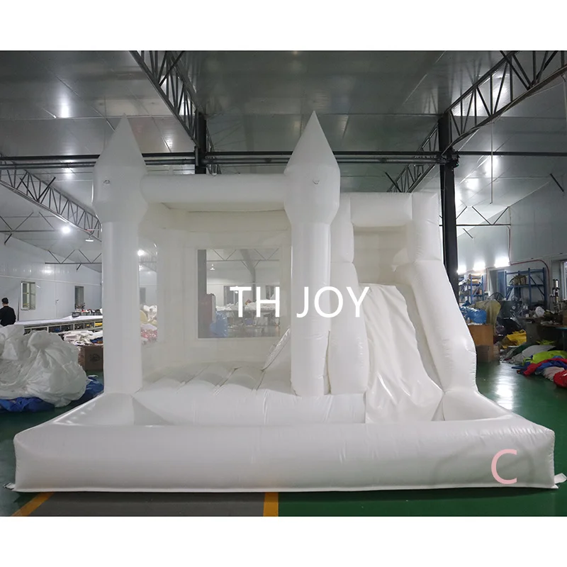 free shipment, outdoor commercial inflatable wedding bouncy castle,white bounce house with slide combos for party