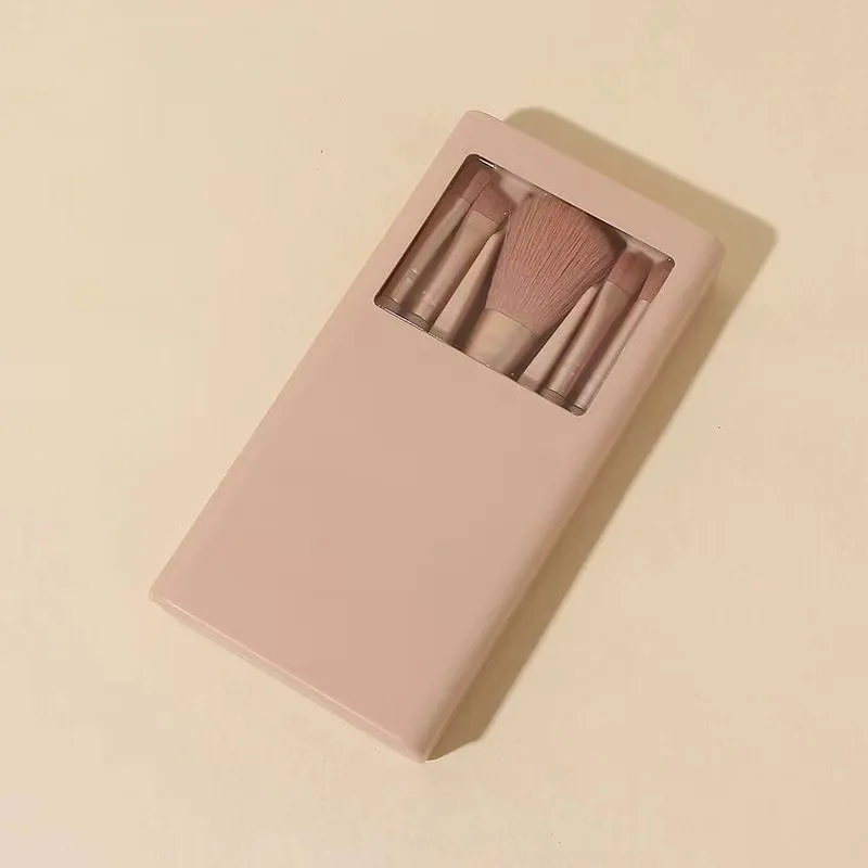 5pcs Travel Size Makeup Brushes Set Portable Mini Makeup Brushes with Mirror Small Complete Function Cosmetic Brushes Kit Tools