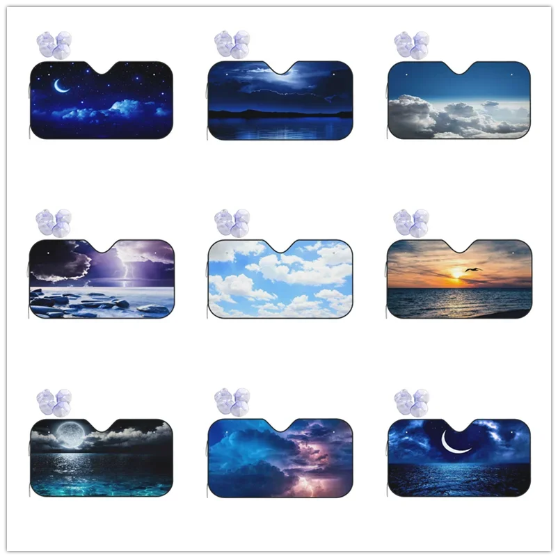 Universal Car Windshield Sunshade,Sky and Clouds from Above The Clouds Scenic Sun Shield Protector Foldable Sun Visor Covers