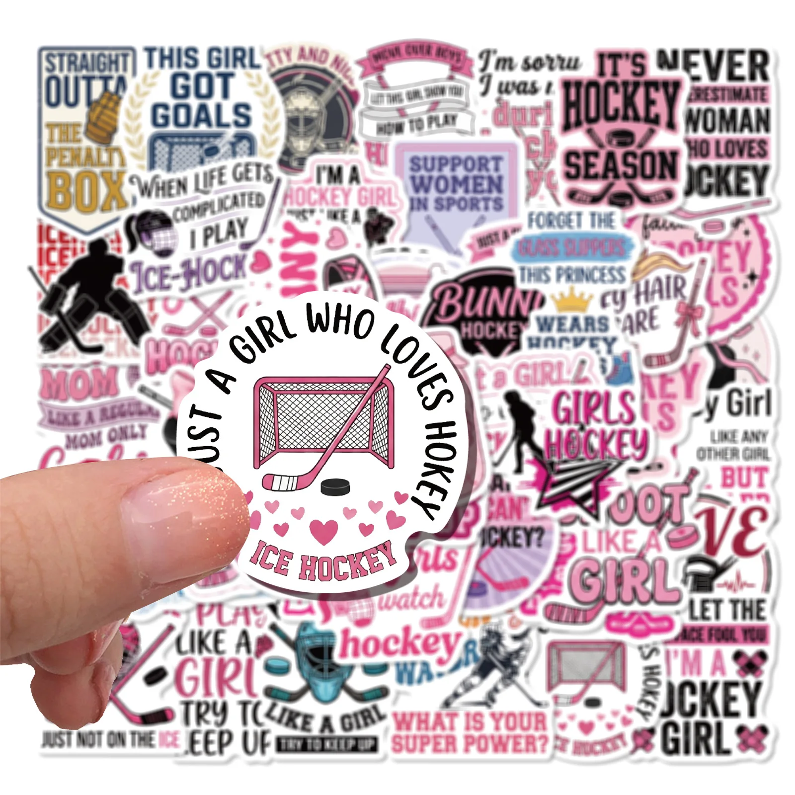 50 Pcs Cartoon Girl Ice Hockey Graffiti Stickers Decorative For Wall Guitar Notebook Luggage Waterproof DIY