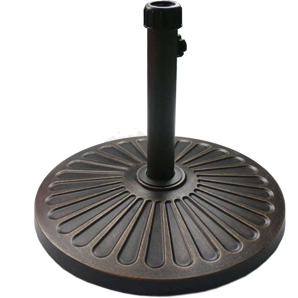 

18" 30.2-lbs Heavy Duty Round Antiqued Umbrella Base for Patio, Outdoor Bronze
