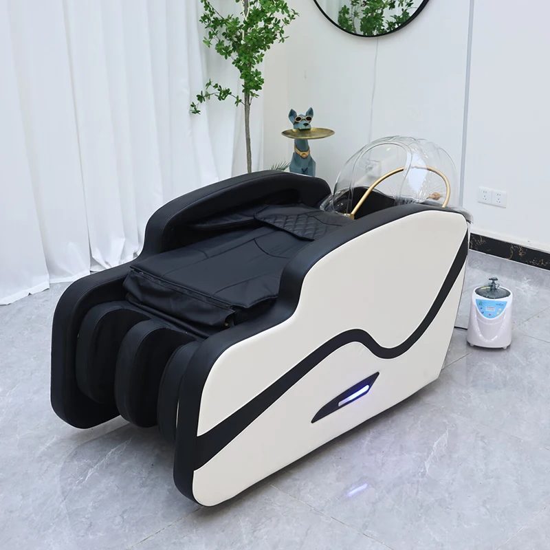 Wholesale Factory Price Barbershop Furniture Full Auto Massage Shampoo Chair Bed Luxury Airbag Hair Washing Bed with Steamer