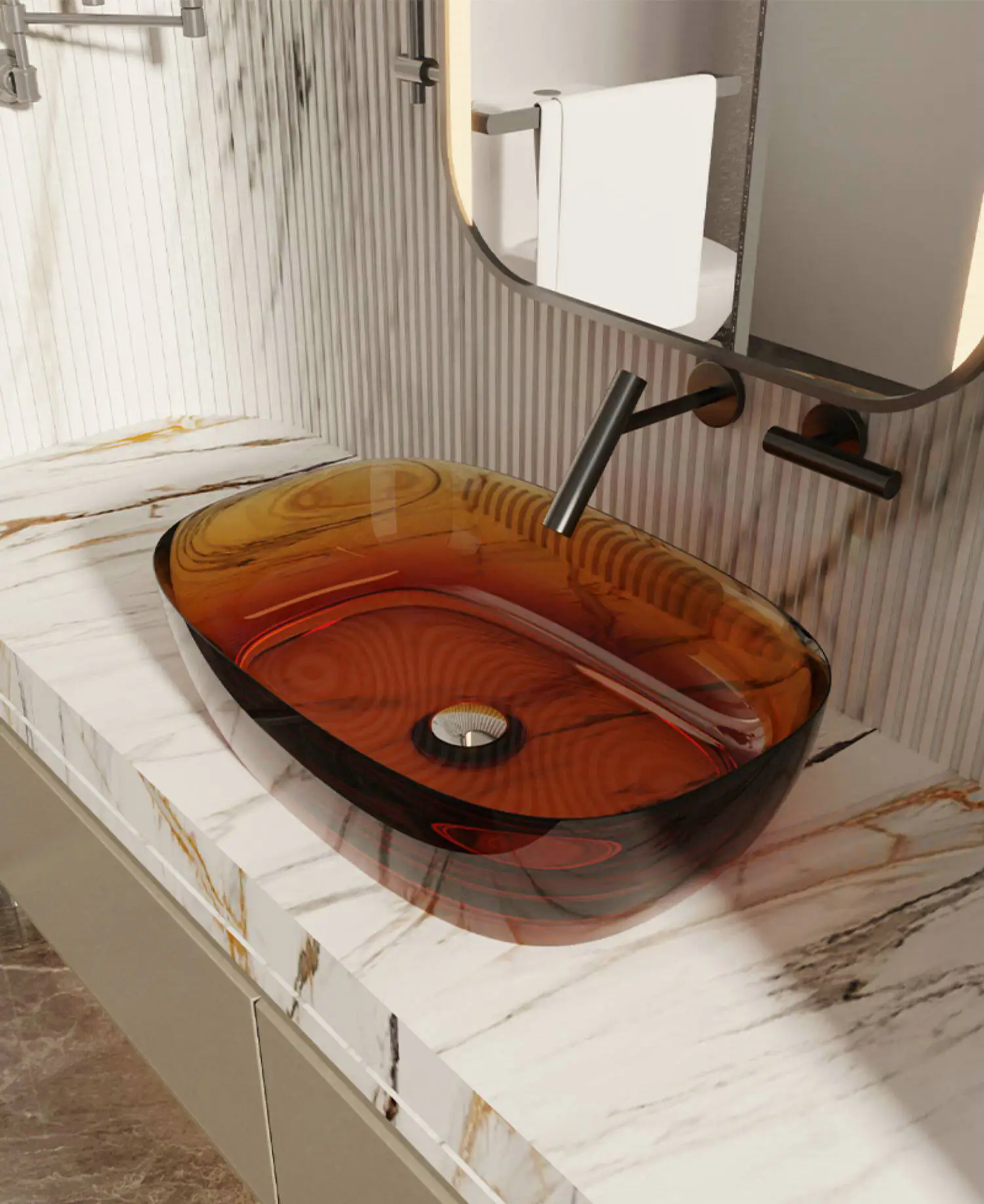 

Modern minimalist style colored resin art basin bathroom transparent crystal washbasin