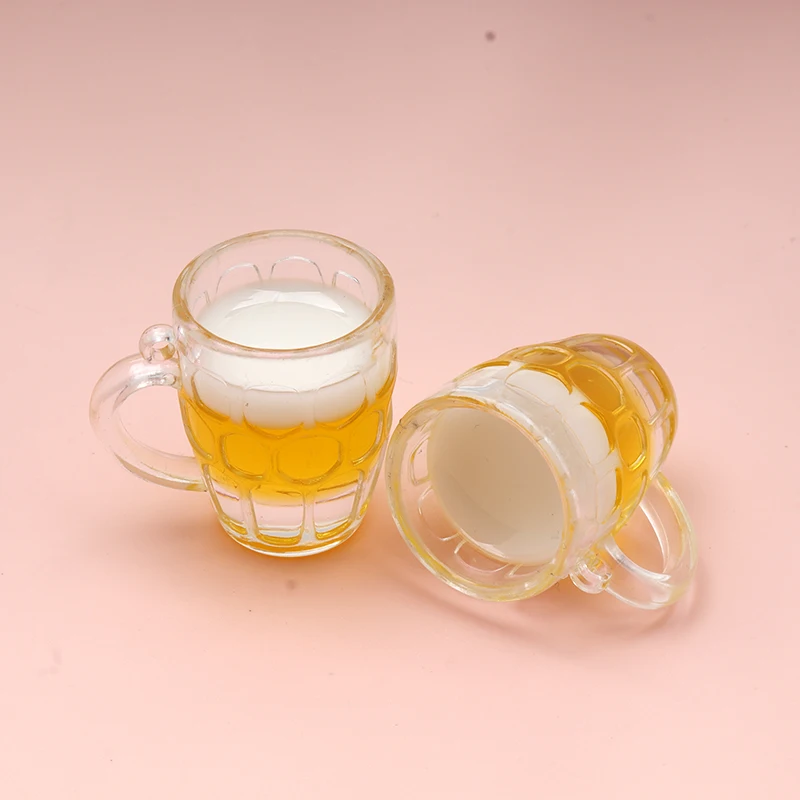 10/100pcs Resin Deocr Dollhouse Miniature Beer Bottle Mini Simulation Wine Goblets with Hole Accessories DIY Charms