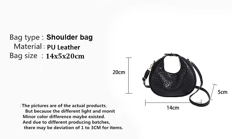 Mode Schwarz Halbmond Tasche Luxus Pu Leder Damen Geldbörsen und Handtaschen Umhängetaschen Frauen Schulter Taschen – Detail 2