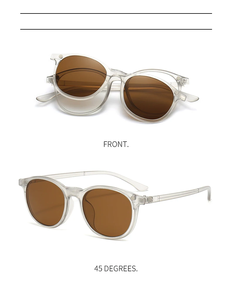 Vcka transparenten Rahmen Frauen Myopie Sonnenbrille 6 in 1 Magnet clip Brille runde Männer polarisierte verschreibung pflicht ige Brille-0.5 ~-6,0 – Detail 13