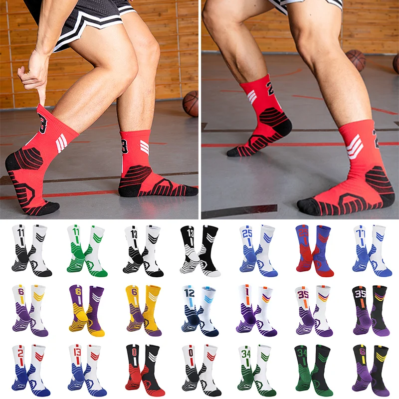 New Elite Basketball Socks Men Outdoor Running Socks Men Non-slip Basketball Socks Breathable Sweat Absorbing Cycling Socks