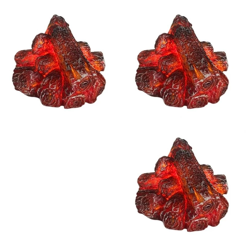 T19C 3X Reusable Practical LED Simulated Fireplace Charcoal Flame Lamp Safe Night Light Realistic For Living Room