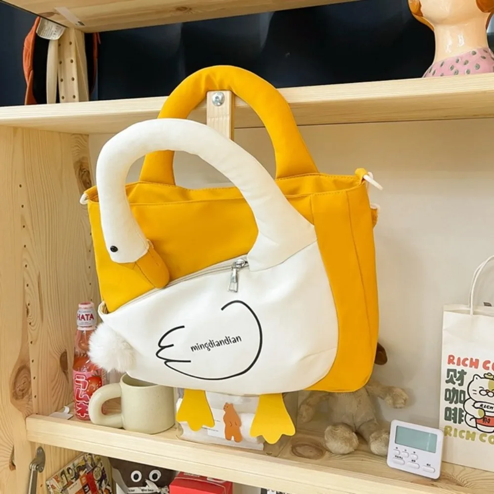 Cute Canvas Big Goose Shoulder Bag Casual Large Capacity Shopping Handbag Korean Style Cartoon Crossbody Sling Bag Women