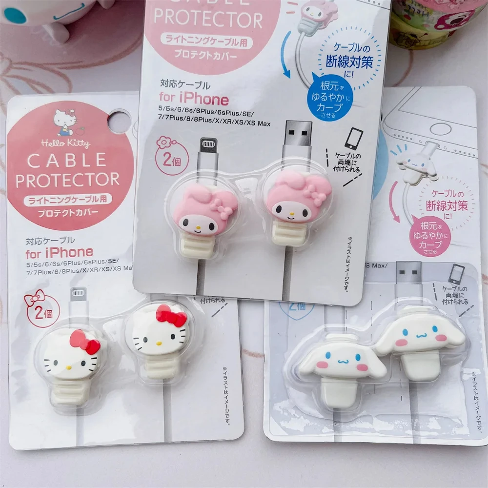 Protector de Cable de datos de Hello Kitty Sanrio, Kawaii, Anime, My Melody, Cinnamoroll, Iphone, Ipad, antimordedura, rotura, regalos