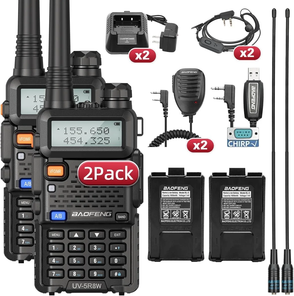 1/2 STKS BaoFeng UV-5R 8 W Tri-Power Walkie Talkie High Power Dual Band Lange afstand 128 CH Draagbare Handheld UV 5R Ham Twee Manier Radio