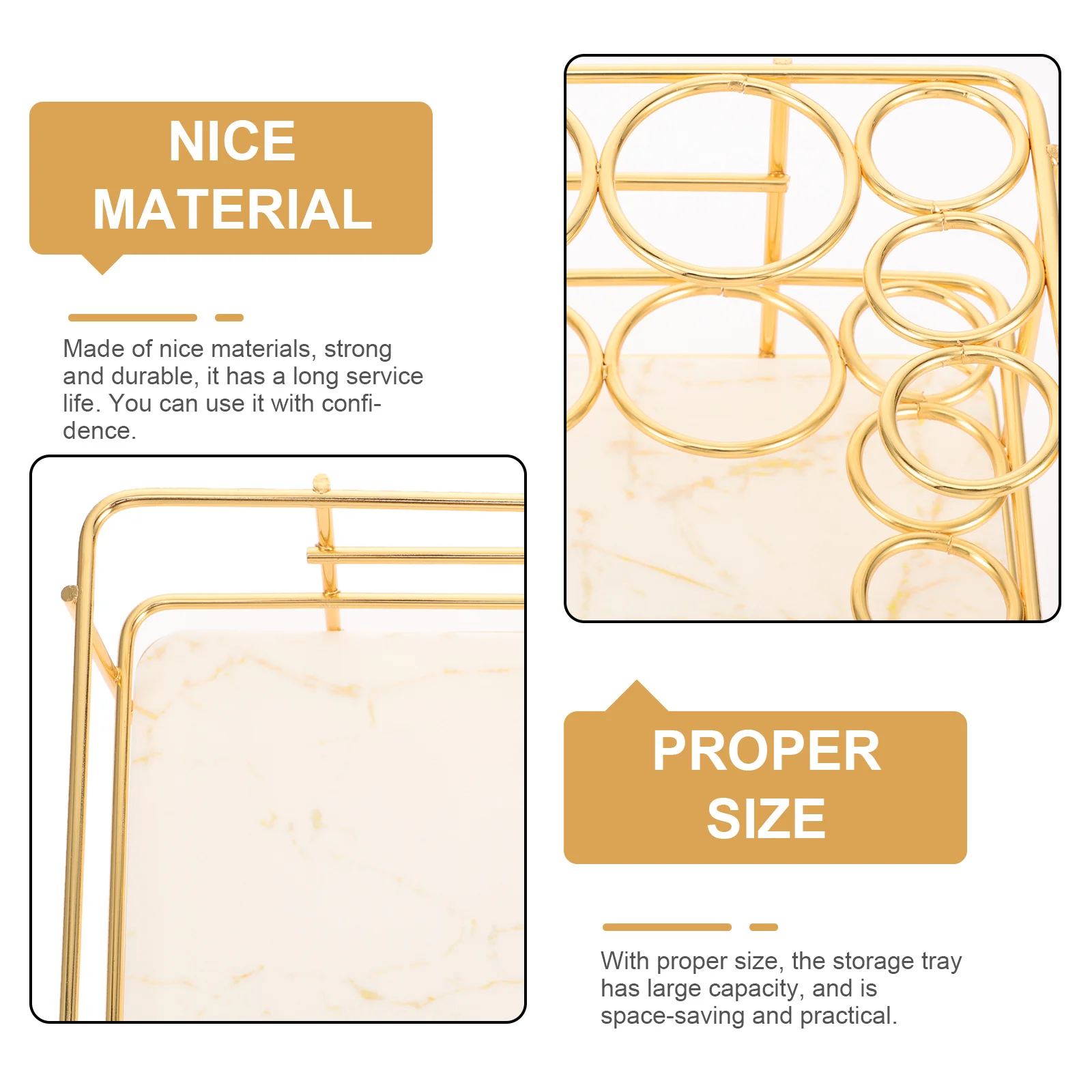 

Bathroom Countertop Organizer Marble Pattern Toiletries Storage Tray Strong Long Service Life Space Saving Practical