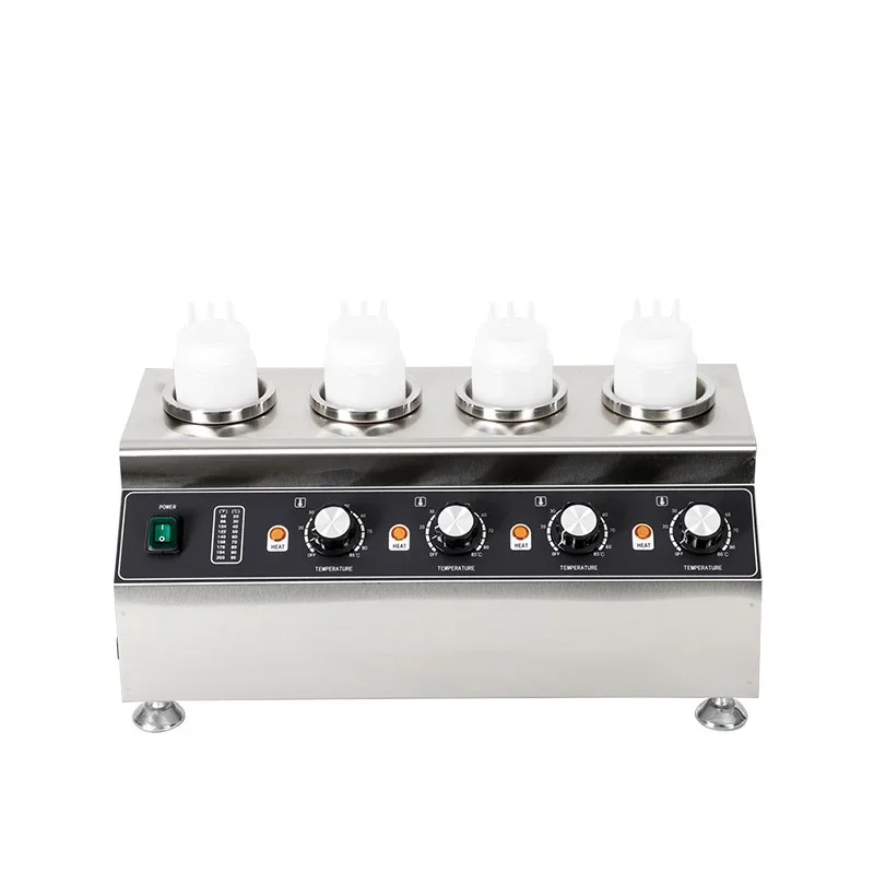 Commercial Sauce Warmer, Chocolate and Cheese Warmer, Stainless Steel Electric, Multifunctional 4-Bottle Sauce Warmer
