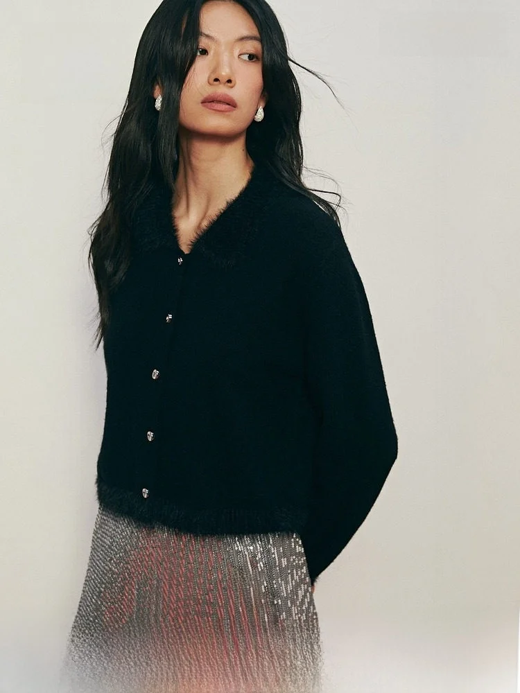 

Женская трикотажная базовая рубашка H&M, осенне-зимняя, повседневный стиль, с пуговицами, из смесовой шерсти, элегантный качественный топ 1320043