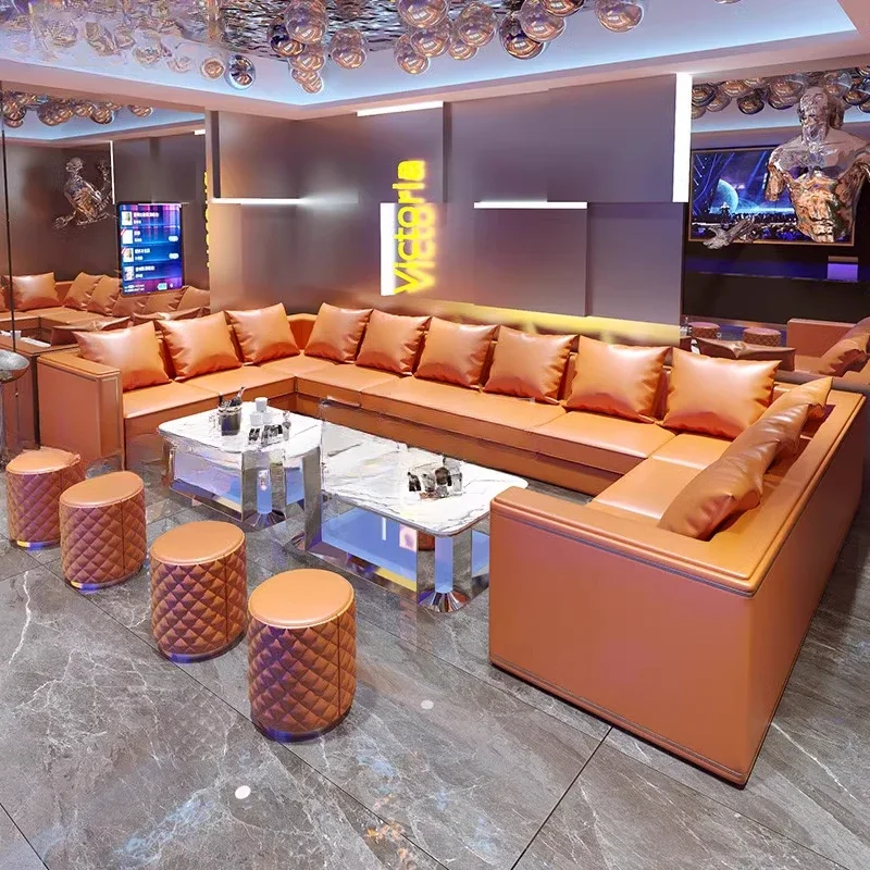 

Commercial ktv custom sofa light luxury booth bar clear bar box coffee table corner pub sofa family club