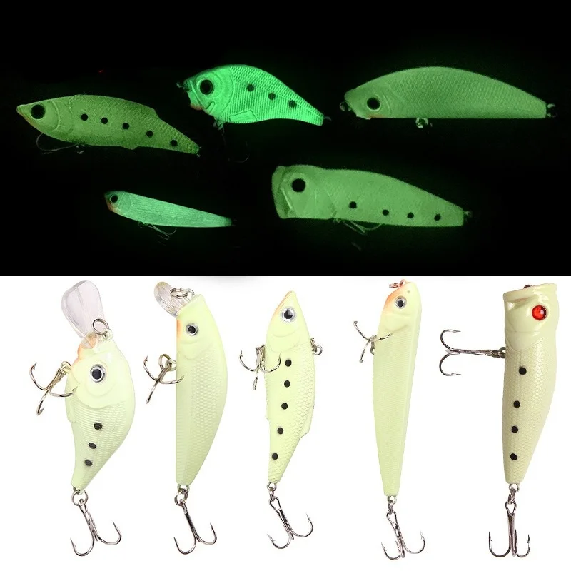 

1Pcs 3D Luminous Night Fishing Baits Minnow Lure pesca Artificial Hard Crankbaits Bass Pike Carp Glow Fishing Lures