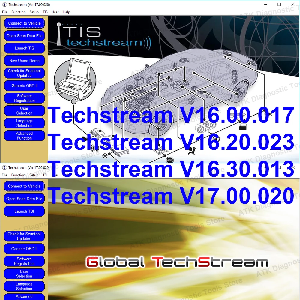 

Techstream V17.00.020 For OTC Scanner Car Repair Tools Diagnostic Equipment For diagnostics program Auto Repair Software minivci