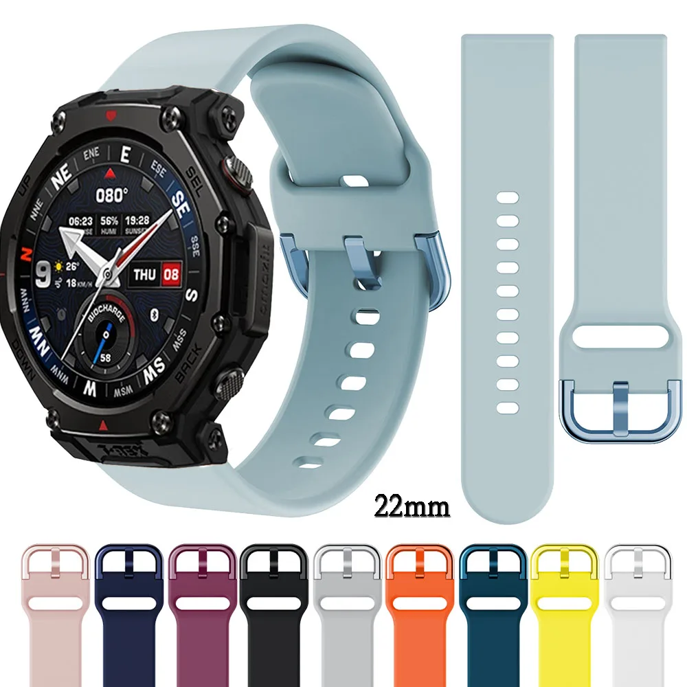

22mm Strap For Huami Amazfit T-Rex 3/3pro Same Color Buckle Watchbands For Imilab KW66 / W12 Watch Accessories