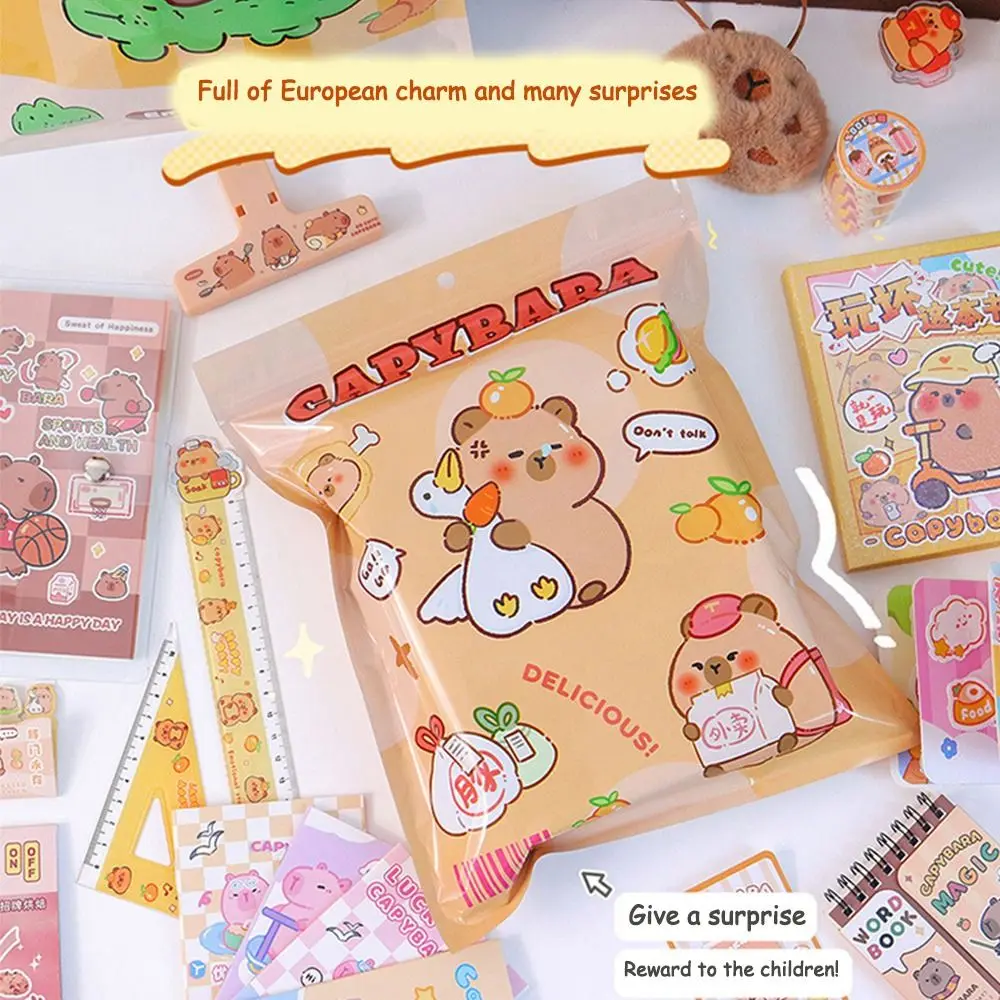 Cartoon Capibara Stationery Blind Bag Funny Capibara Lucky Blind Bag Capybara Notebook Stationery Set