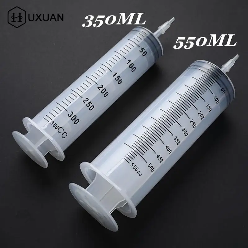 350/550ml Plastic Syringe Large Capacity Syringe Transparent Reusable Sterile Measuring Injection Syringe Nutrient Hydroponics