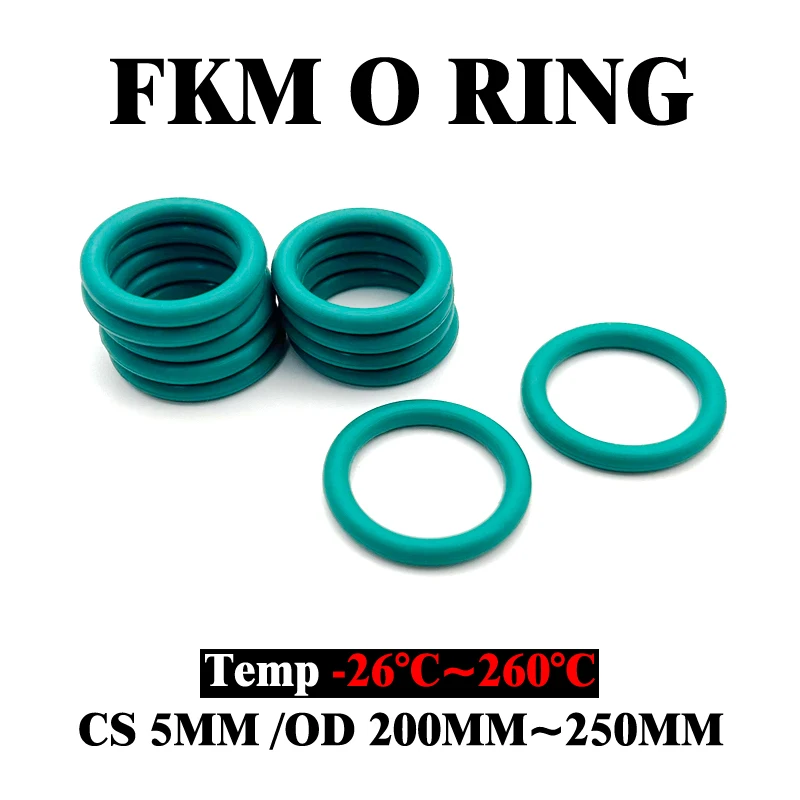 

CS 5mm OD 200mm ~ 250mm 1pcs Industrial Green FKMO O-Rings - Superior Compression, Leak-Proof Gaskets for Automotive & Plumbing