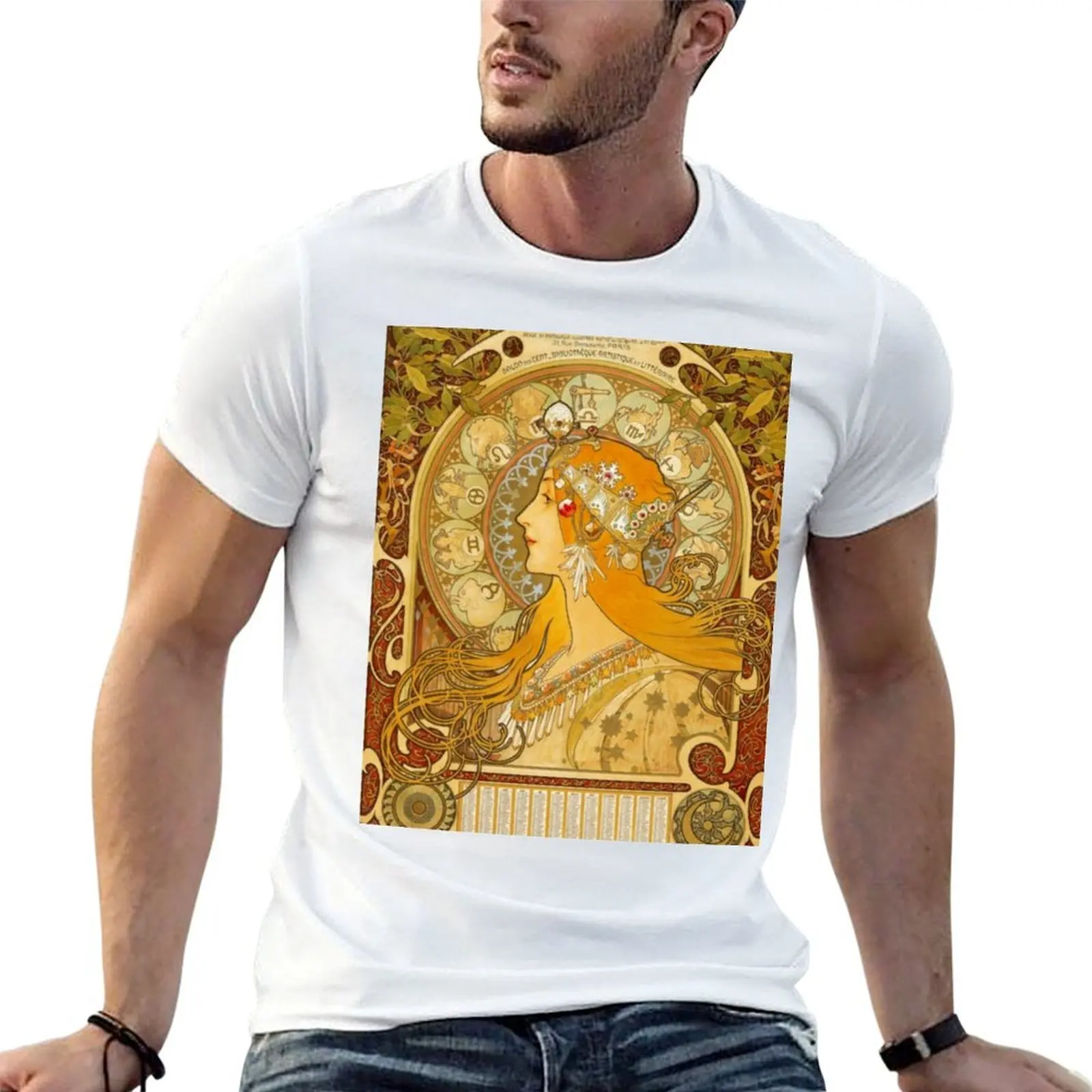 

Alphonse Mucha zodiac,mucha zodiac T-Shirt g man t shirts for men man t shirt cotton high quality funny t shirts cotton T-shirt