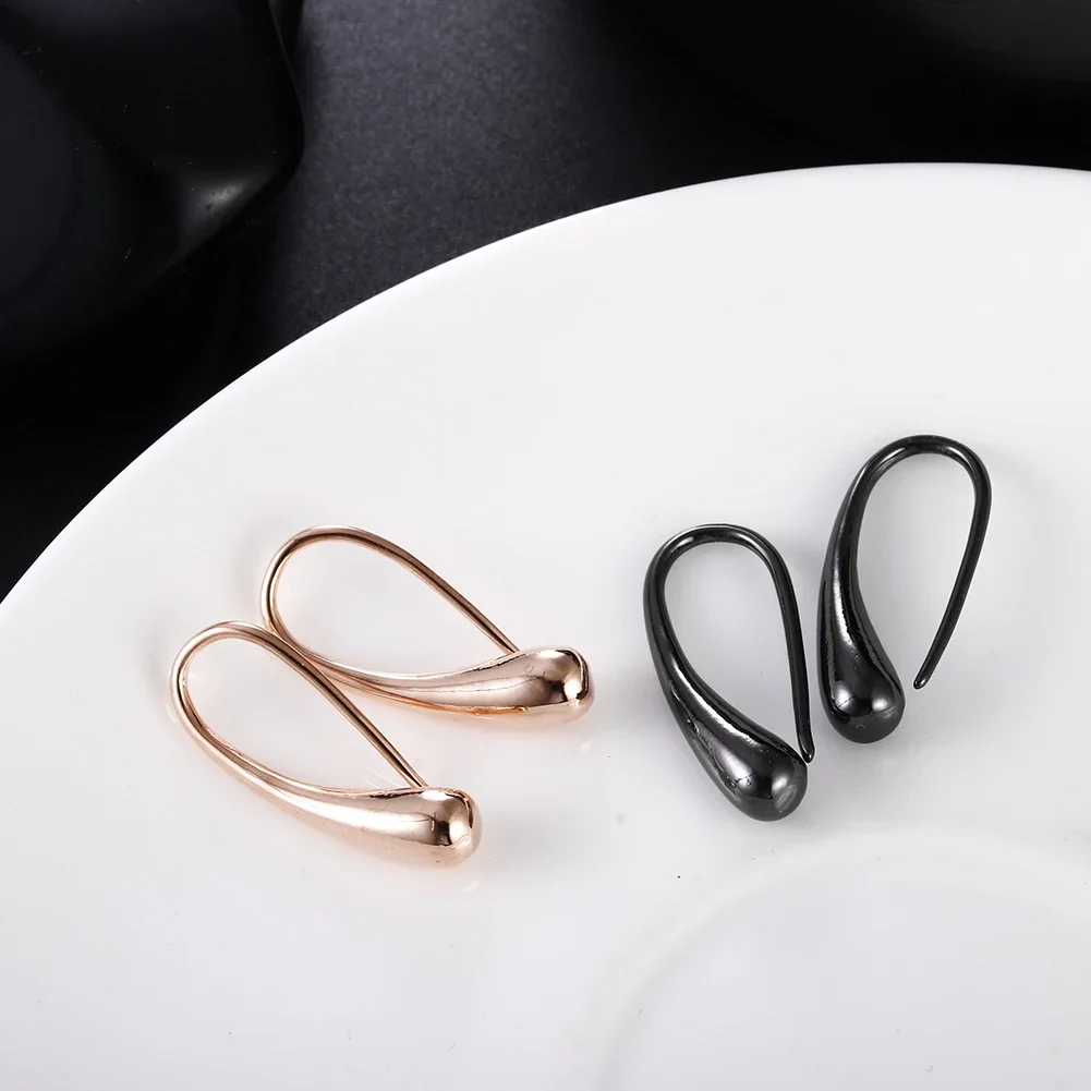 New hot 18K gold black color 925 Sterling Silver Water drop Earrings for Woman High Quality Fashion party Jewelry Holiday Gifts